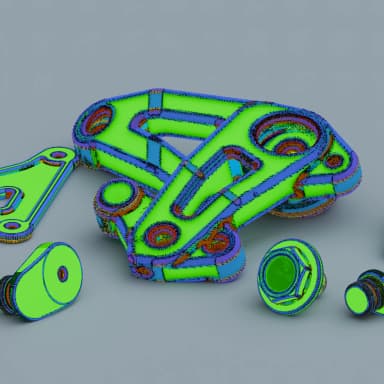 Mechanical parts colored by geometric features